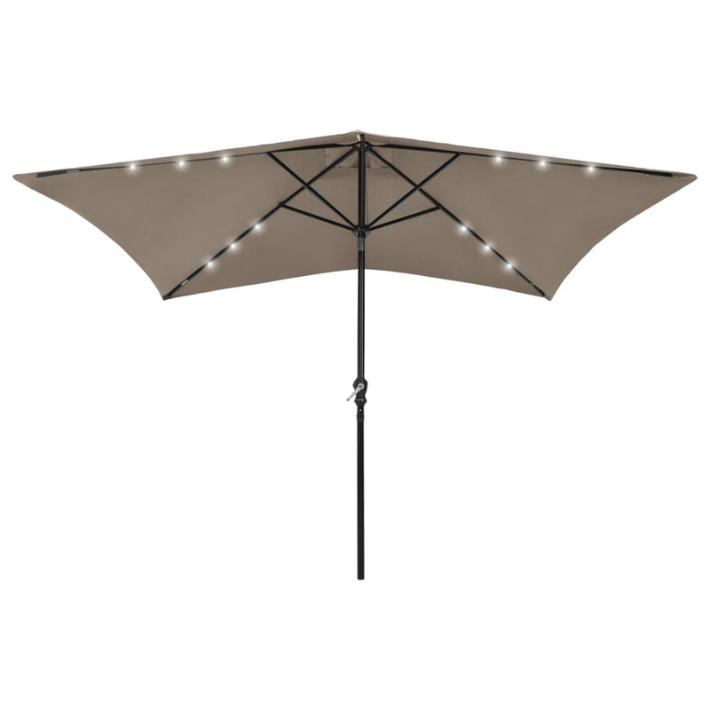 Load image into Gallery viewer, Vidaxl parasol met led's en stalen paal 2x3 m taupe