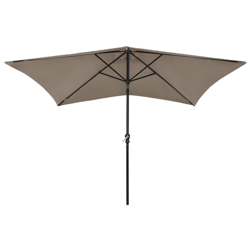Load image into Gallery viewer, Vidaxl parasol met led's en stalen paal 2x3 m taupe