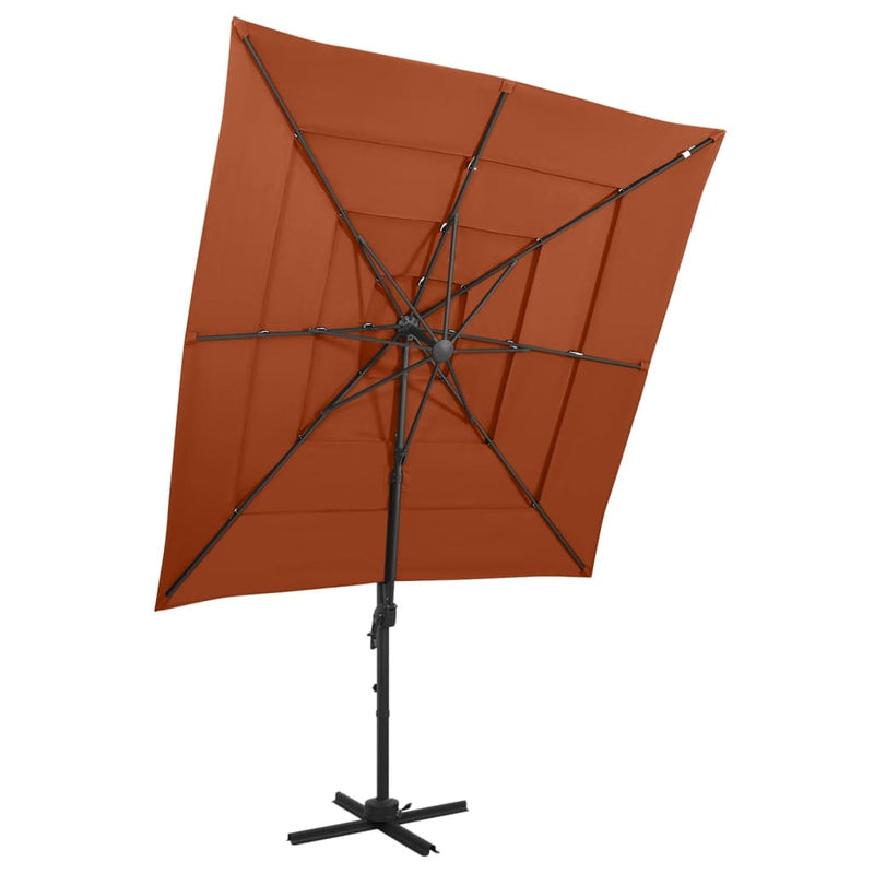 Load image into Gallery viewer, Vidaxl parasol 4-laags met aluminium paal 250x250 cm terracottakleurig