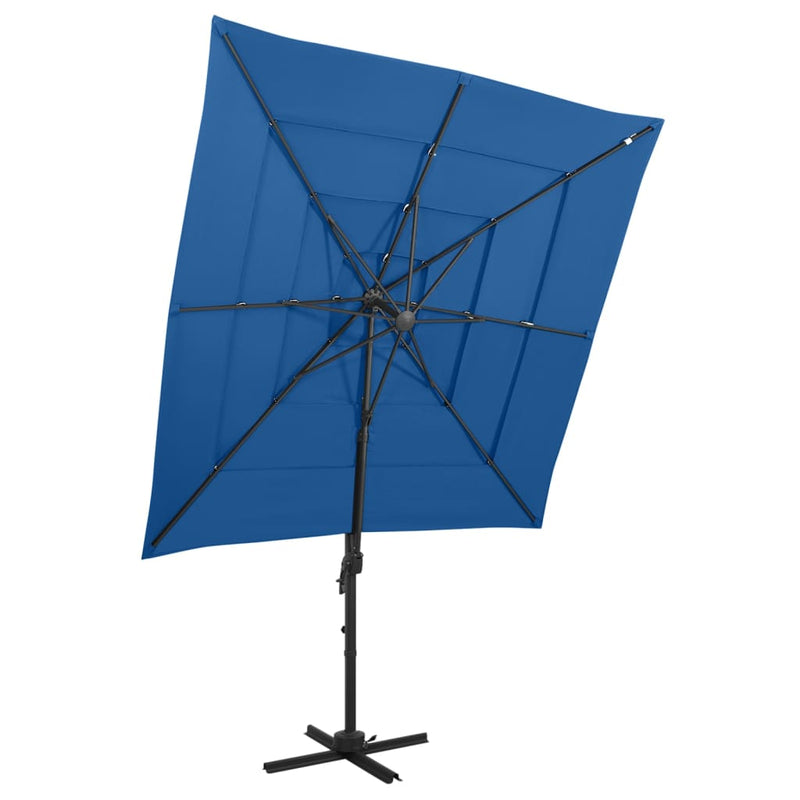 Load image into Gallery viewer, Vidaxl parasol 4-laags met aluminium paal 250x250 cm azuurblauw
