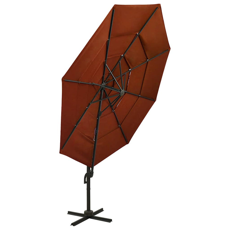 Load image into Gallery viewer, Vidaxl parasol 4-laags met aluminium paal 3x3 m terracottakleurig