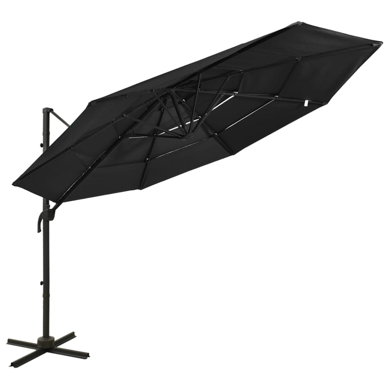 Load image into Gallery viewer, Vidaxl parasol 4-laags met aluminium paal 3x3 m zwart