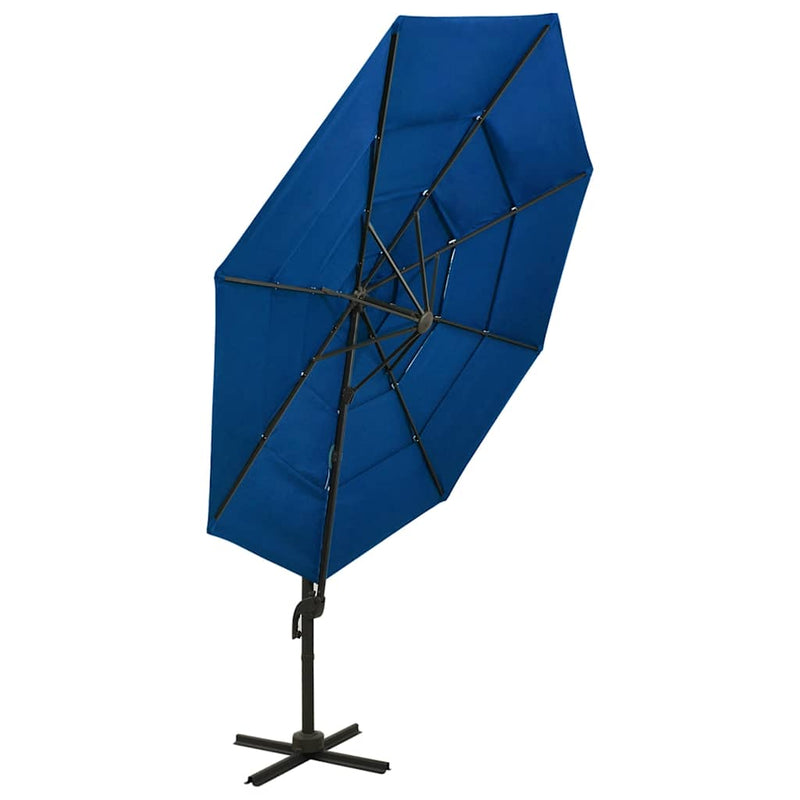 Load image into Gallery viewer, Vidaxl parasol 4-laags met aluminium paal 3x3 m azuurblauw