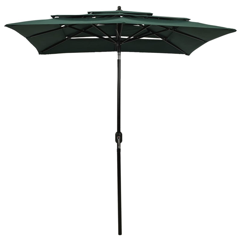 Load image into Gallery viewer, Vidaxl parasol 3-laags met aluminium paal 2x2 m groen