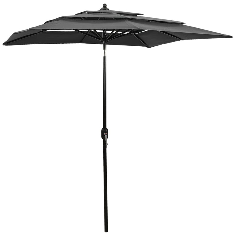 Load image into Gallery viewer, Vidaxl parasol 3-laags met aluminium paal 2x2 m antracietkleurig