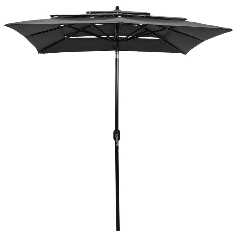 Load image into Gallery viewer, Vidaxl parasol 3-laags met aluminium paal 2x2 m antracietkleurig