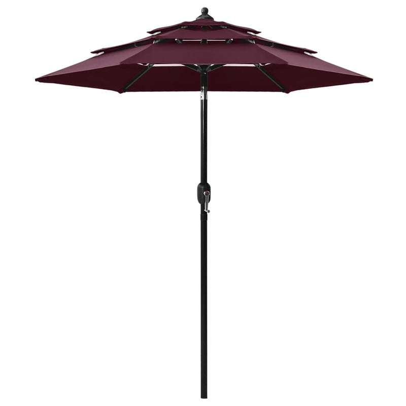 Load image into Gallery viewer, Vidaxl parasol 3-laags met aluminium paal 2 m bordeauxrood