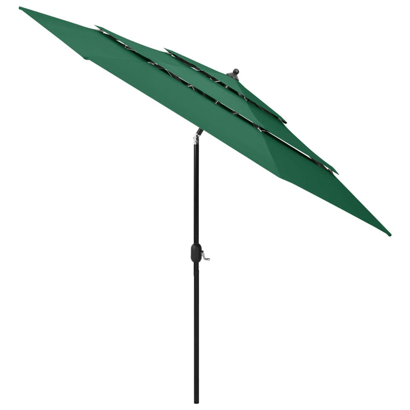 Load image into Gallery viewer, Vidaxl parasol 3-laags met aluminium paal 3 m groen