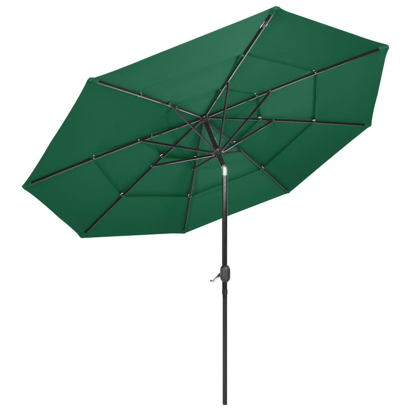 Load image into Gallery viewer, Vidaxl parasol 3-laags met aluminium paal 3 m groen