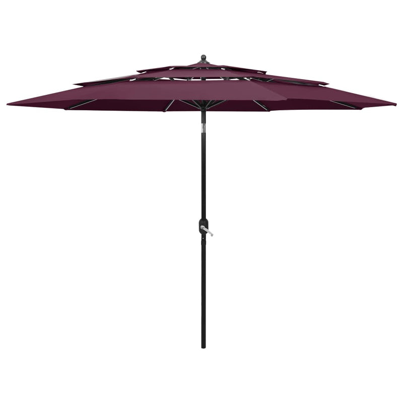 Load image into Gallery viewer, Vidaxl parasol 3-laags met aluminium paal 3 m bordeauxrood