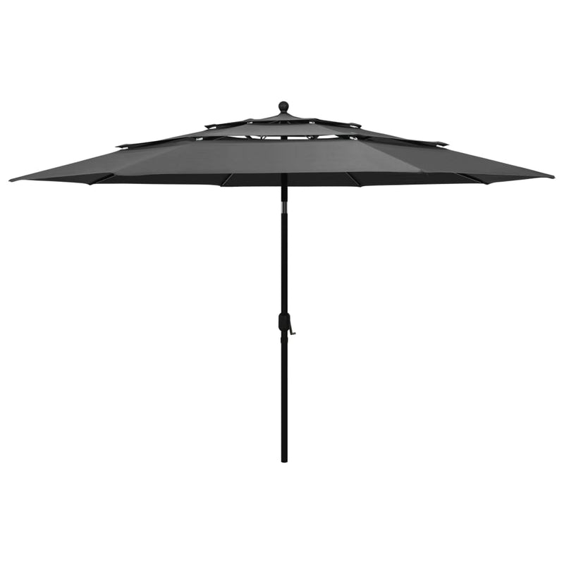 Afbeelding laden in galerijviewer, Vidaxl parasol 3-laags met aluminium paal 3,5 m antracietkleurig