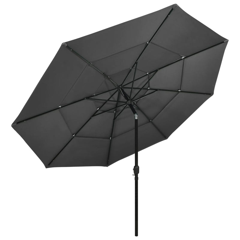 Afbeelding laden in galerijviewer, Vidaxl parasol 3-laags met aluminium paal 3,5 m antracietkleurig