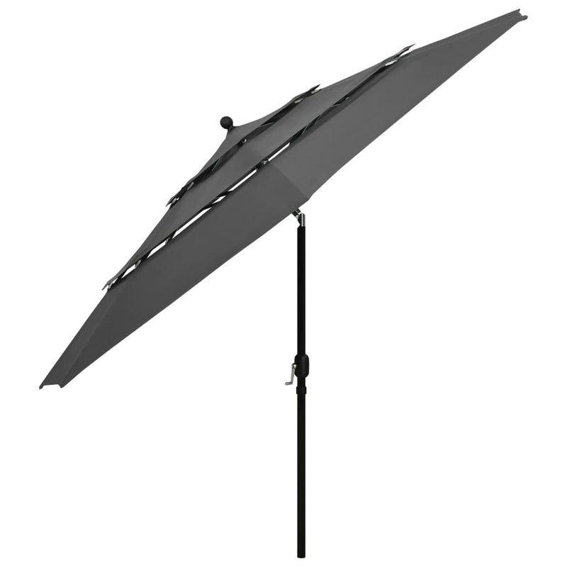 Afbeelding laden in galerijviewer, Vidaxl parasol 3-laags met aluminium paal 3,5 m antracietkleurig
