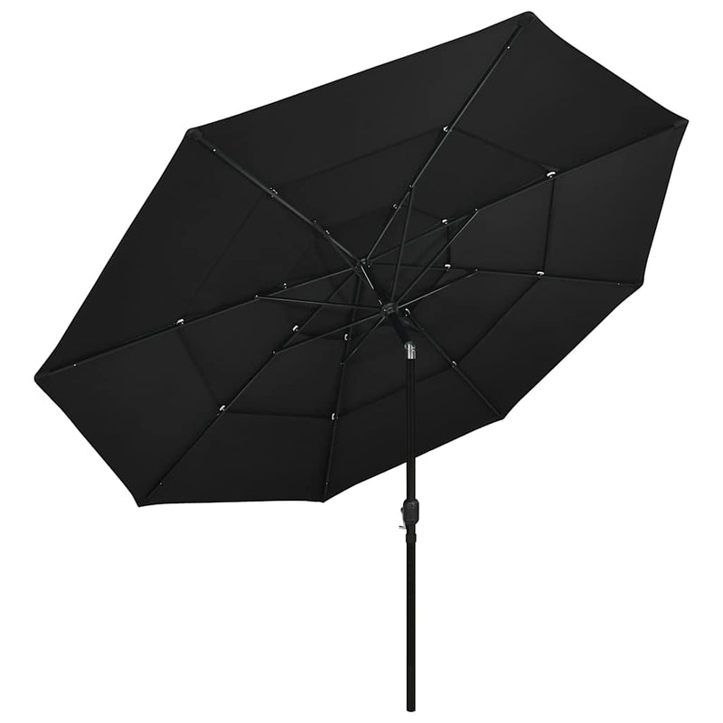 Afbeelding laden in galerijviewer, Vidaxl parasol 3-laags met aluminium paal 3,5 m zwart