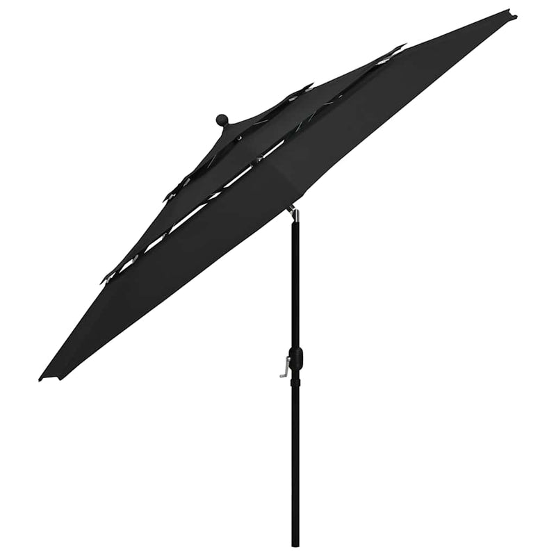 Afbeelding laden in galerijviewer, Vidaxl parasol 3-laags met aluminium paal 3,5 m zwart