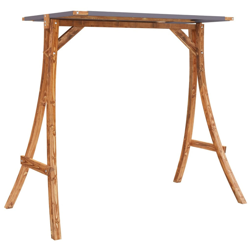Load image into Gallery viewer, Vidaxl schommelframe met antracietkleur dak gebogen hout teakafwerking