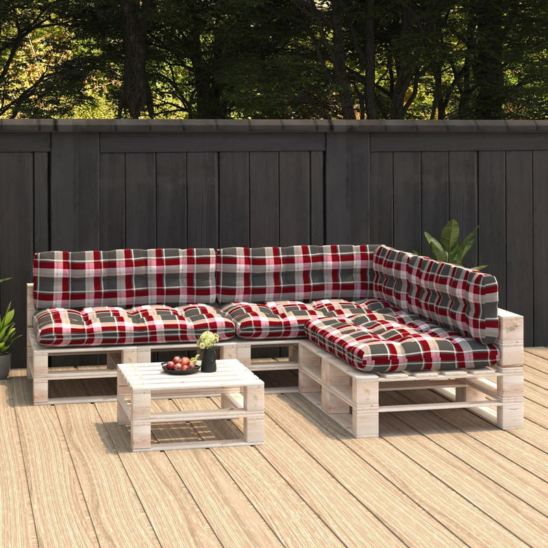 Load image into Gallery viewer, VidaXL Bankkussens pallet 7 st ruitpatroon rood