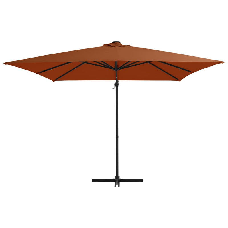 Load image into Gallery viewer, Vidaxl zweefparasol met led-verlichting 250x250 cm terracottakleurig