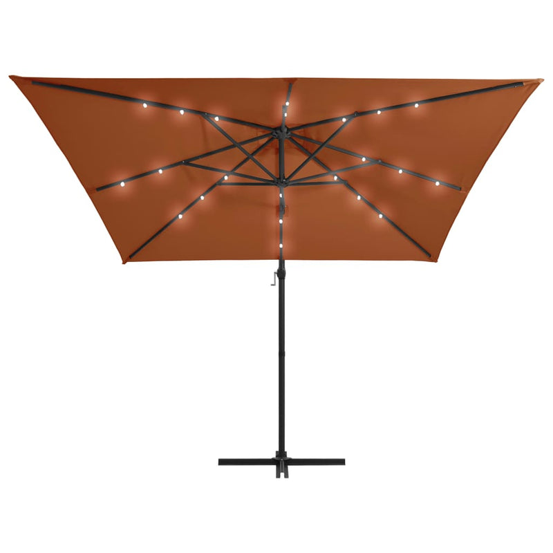 Load image into Gallery viewer, Vidaxl zweefparasol met led-verlichting 250x250 cm terracottakleurig