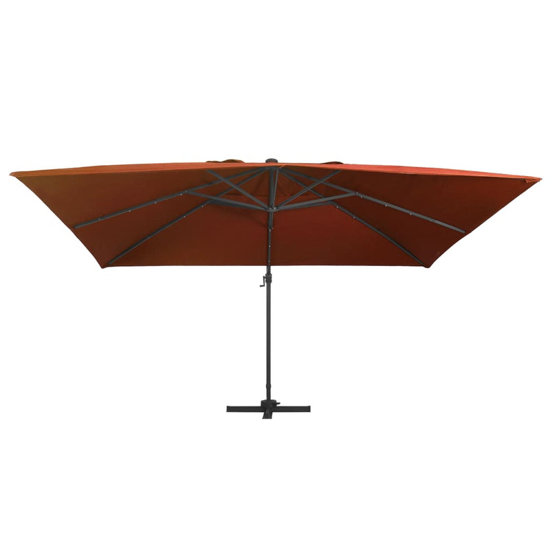Afbeelding laden in galerijviewer, Vidaxl zweefparasol met led-verlichting 400x300 cm terracottakleurig