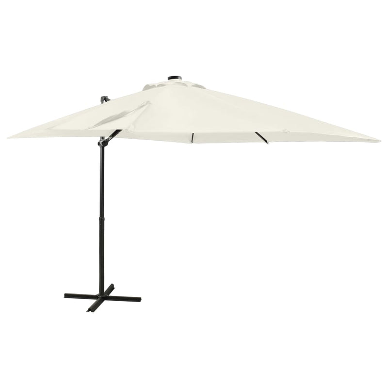 Load image into Gallery viewer, Vidaxl zweefparasol met paal en led-verlichting 250 cm zandkleurig