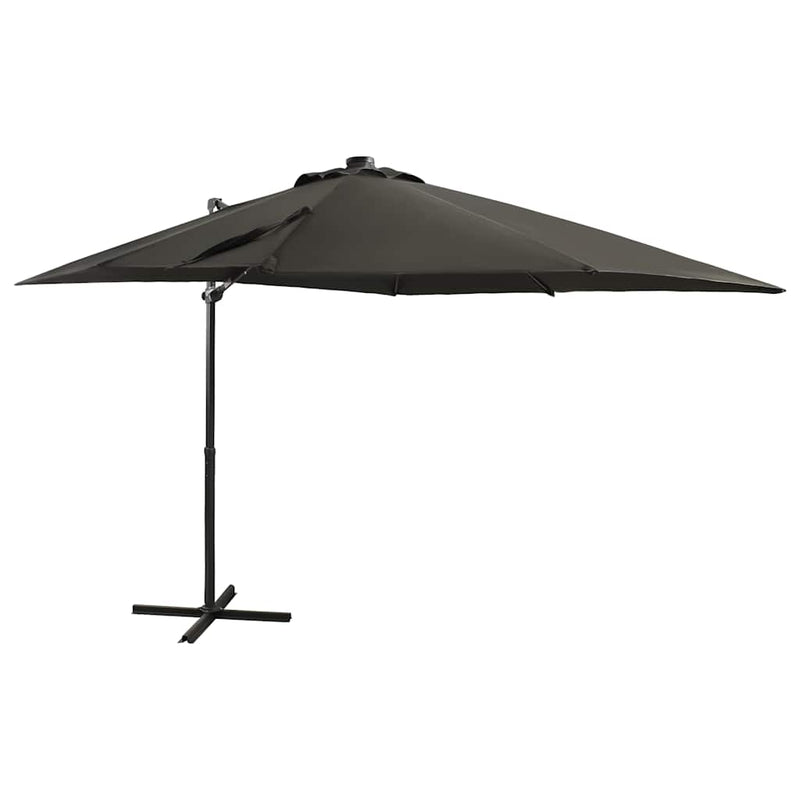 Afbeelding laden in galerijviewer, Vidaxl zweefparasol met paal en led-verlichting 250 cm antracietkleur