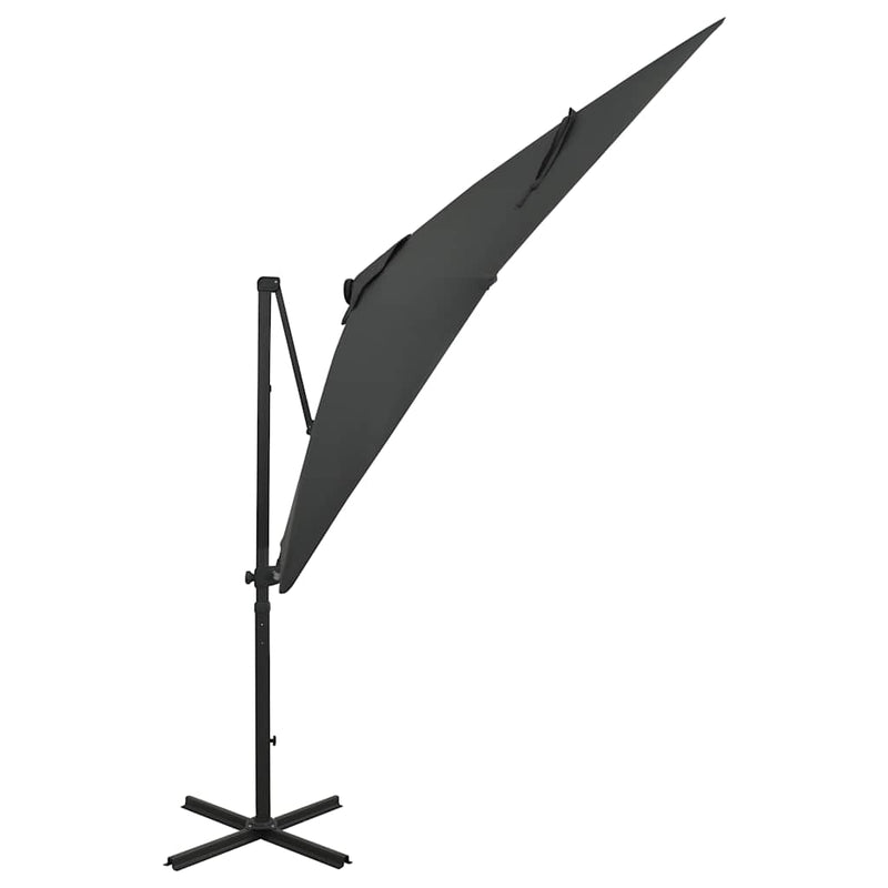 Afbeelding laden in galerijviewer, Vidaxl zweefparasol met paal en led-verlichting 250 cm antracietkleur