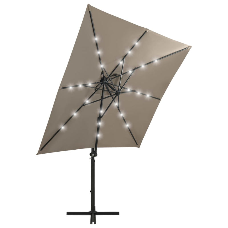 Afbeelding laden in galerijviewer, Vidaxl zweefparasol met paal en led-verlichting 250 cm taupe