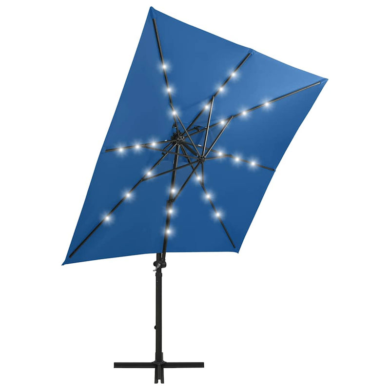 Load image into Gallery viewer, Vidaxl zweefparasol met paal en led-verlichting 250 cm azuurblauw