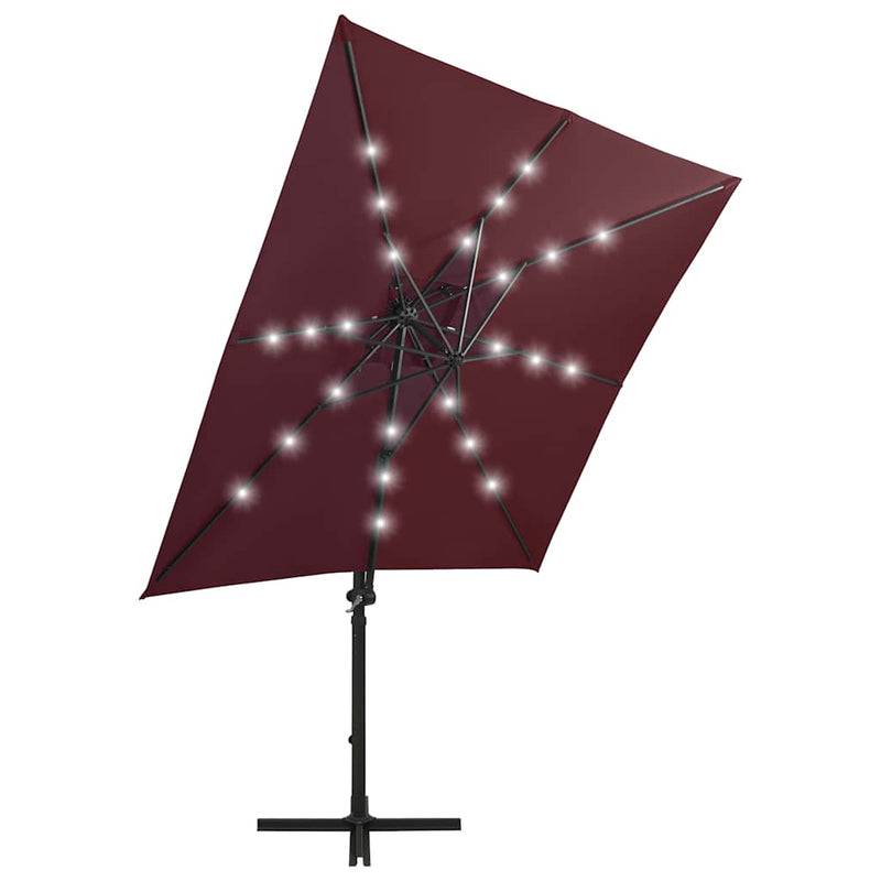 Load image into Gallery viewer, Vidaxl zweefparasol met paal en led-verlichting 250 cm bordeauxrood