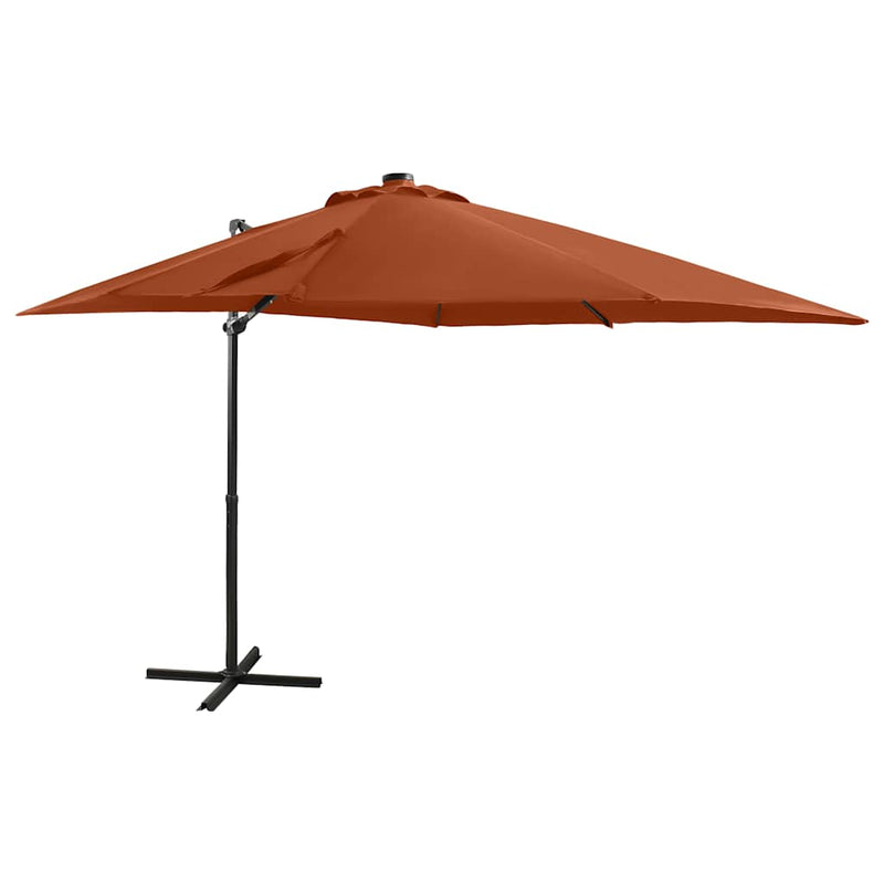 Load image into Gallery viewer, Vidaxl zweefparasol met paal en led-verlichting 250 cm terracottakleur