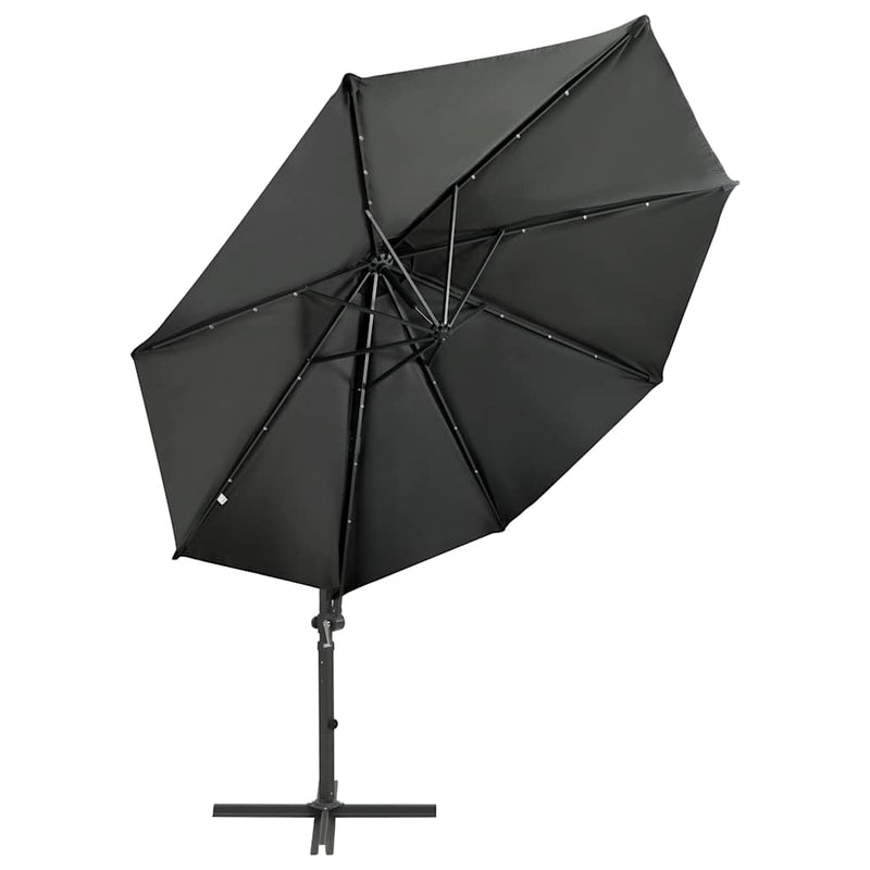 Load image into Gallery viewer, Vidaxl zweefparasol met paal en led-verlichting 300 cm antracietkleur