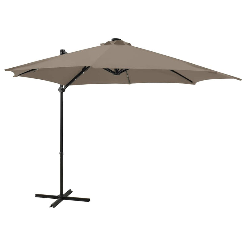 Load image into Gallery viewer, Vidaxl zweefparasol met paal en led-verlichting 300 cm taupe