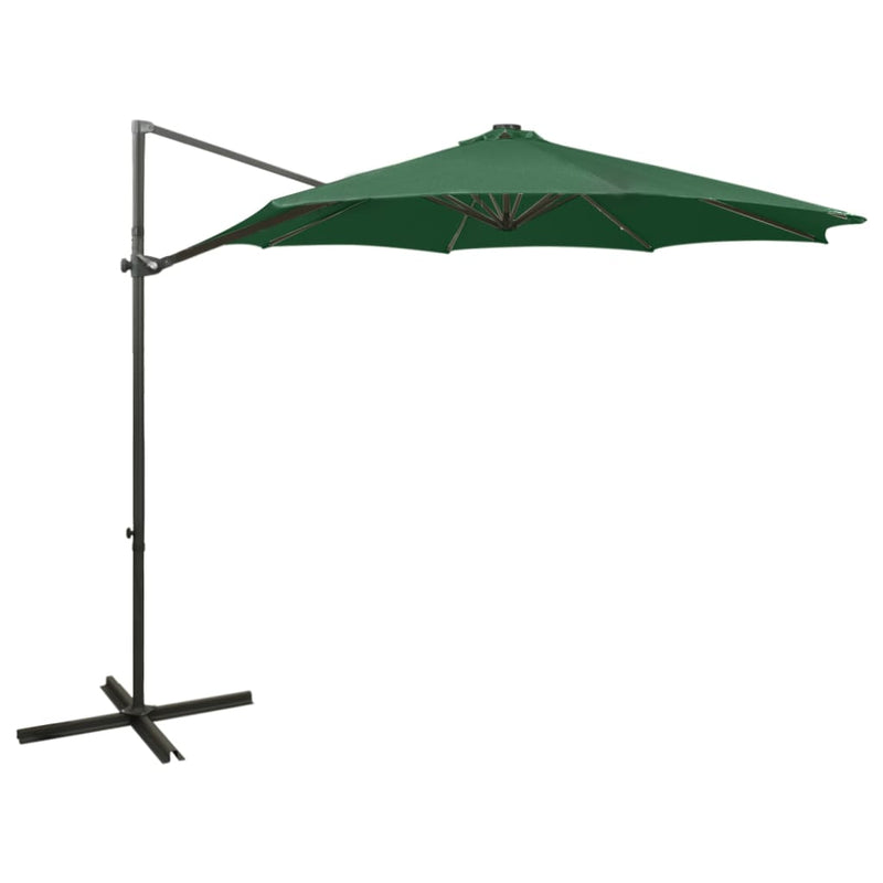Load image into Gallery viewer, Vidaxl zweefparasol met paal en led-verlichting 300 cm groen