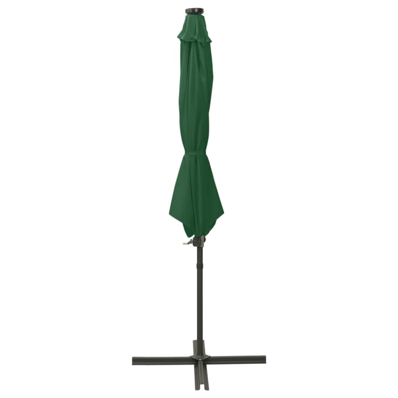 Load image into Gallery viewer, Vidaxl zweefparasol met paal en led-verlichting 300 cm groen