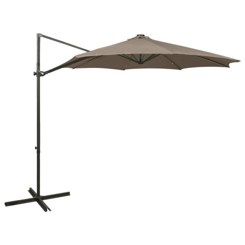Load image into Gallery viewer, Vidaxl zweefparasol met paal en led-verlichting 300 cm taupe