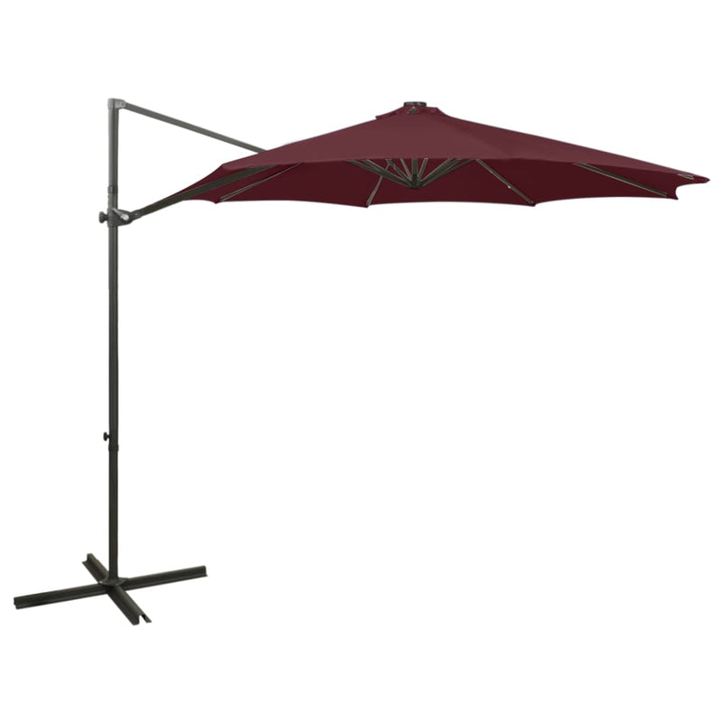 Load image into Gallery viewer, Vidaxl zweefparasol met paal en led-verlichting 300 cm bordeauxrood