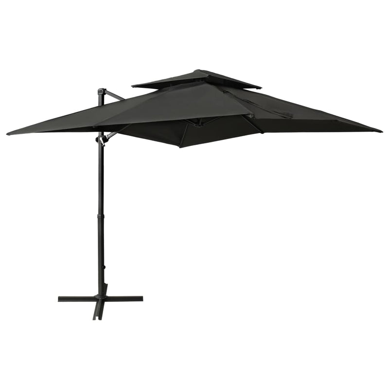 Load image into Gallery viewer, VidaXL Zweefparasol met dubbel dak 250x250 cm antracietkleurig