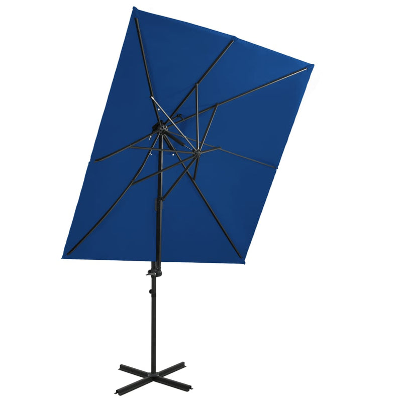 Load image into Gallery viewer, Vidaxl zweefparasol met dubbel dak 250x250 cm azuurblauw