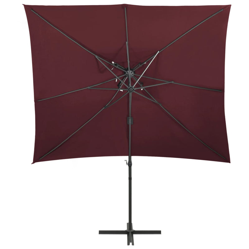 Load image into Gallery viewer, Vidaxl zweefparasol met dubbel dak 250x250 cm bordeauxrood