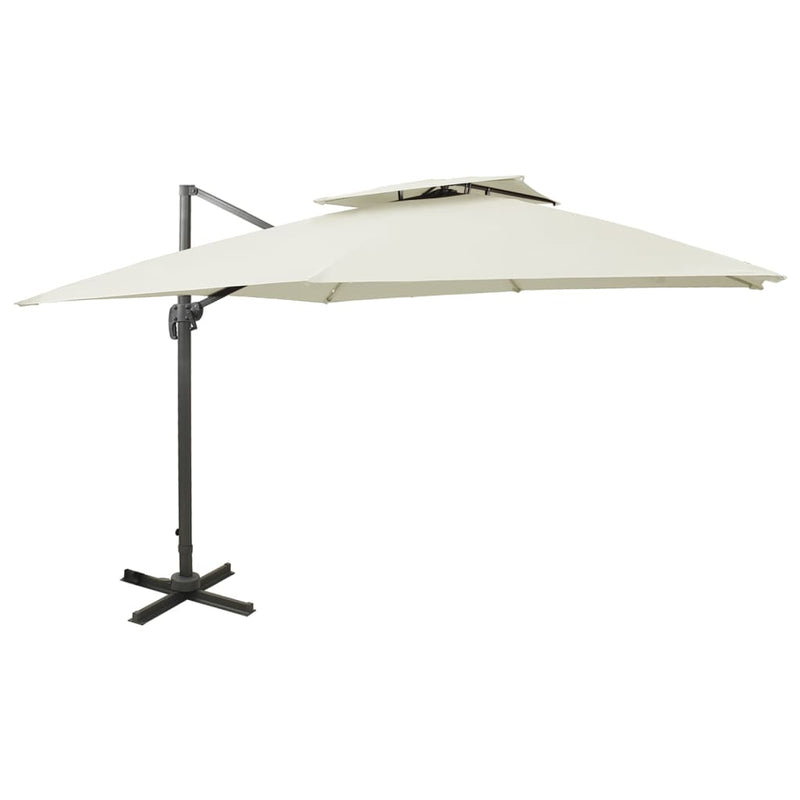 Afbeelding laden in galerijviewer, Vidaxl zwevende parasol met dubbele bovenkant 300x300 cm zandkleur