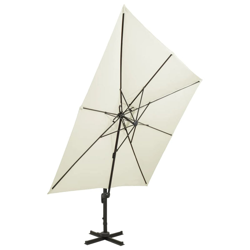 Afbeelding laden in galerijviewer, Vidaxl zwevende parasol met dubbele bovenkant 300x300 cm zandkleur