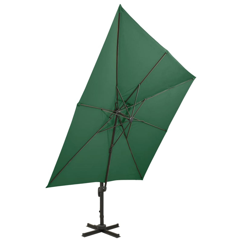 Afbeelding laden in galerijviewer, Vidaxl zweefparasol met dubbel dak 300x300 cm groen