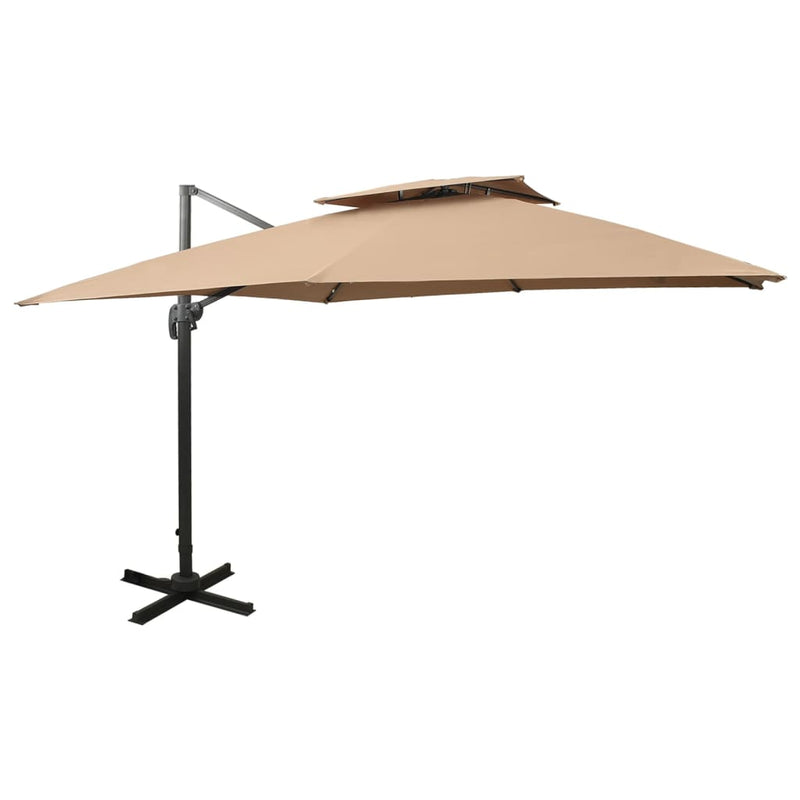 Afbeelding laden in galerijviewer, Vidaxl zweefparasol met dubbel dak 300x300 cm taupe