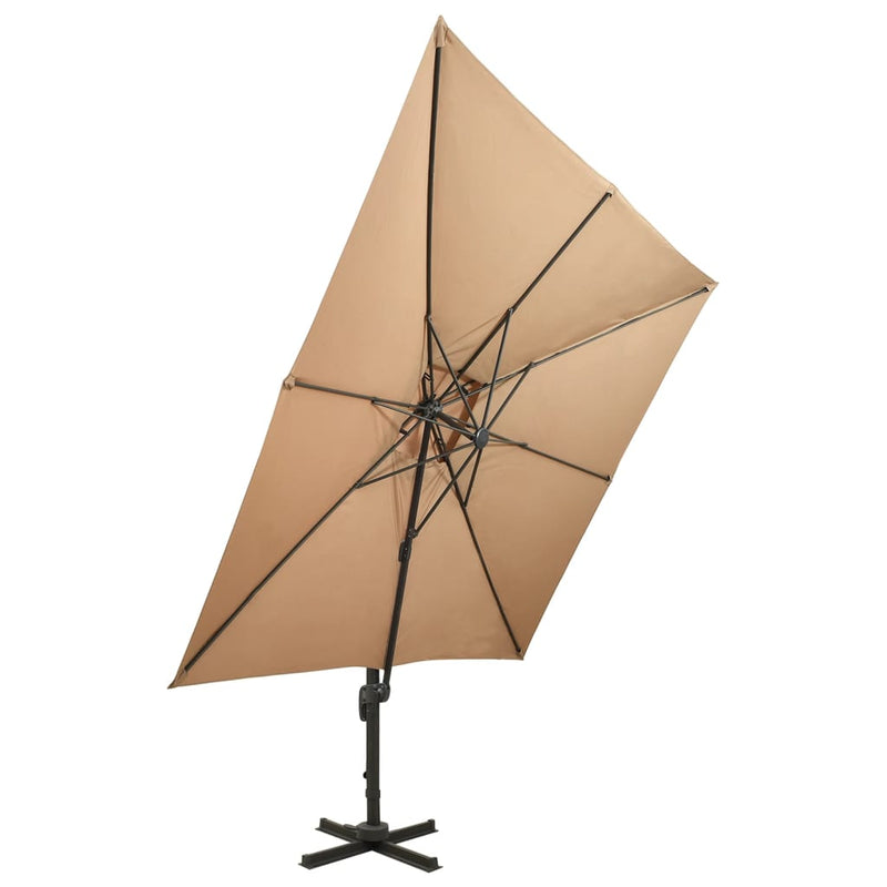 Afbeelding laden in galerijviewer, Vidaxl zweefparasol met dubbel dak 300x300 cm taupe