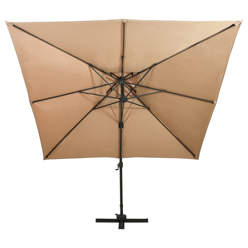 Afbeelding laden in galerijviewer, Vidaxl zweefparasol met dubbel dak 300x300 cm taupe