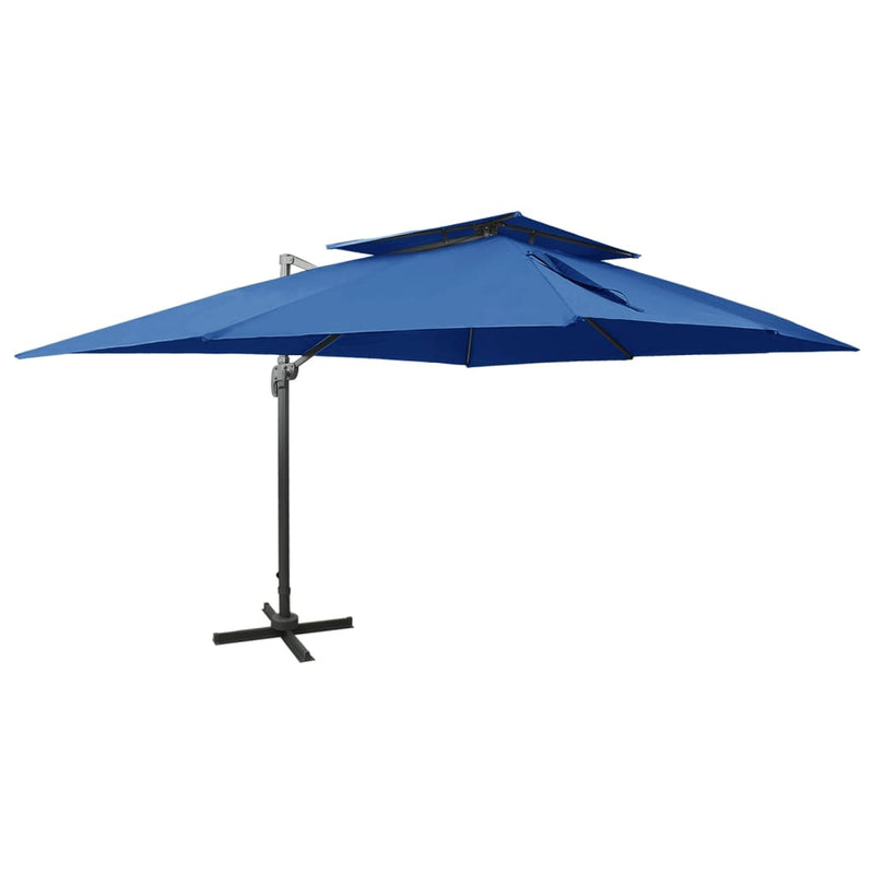 Load image into Gallery viewer, Vidaxl zweefparasol met dubbel dak 400x300 cm azuurblauw