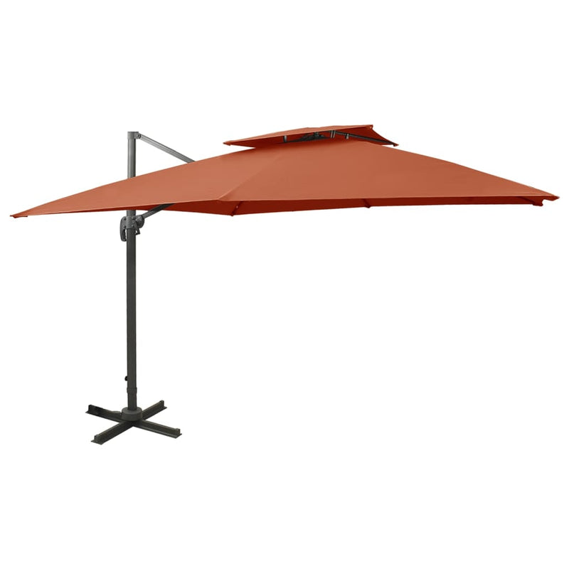 Load image into Gallery viewer, Vidaxl zweefparasol met dubbel dak 300x300 cm terracottakleurig