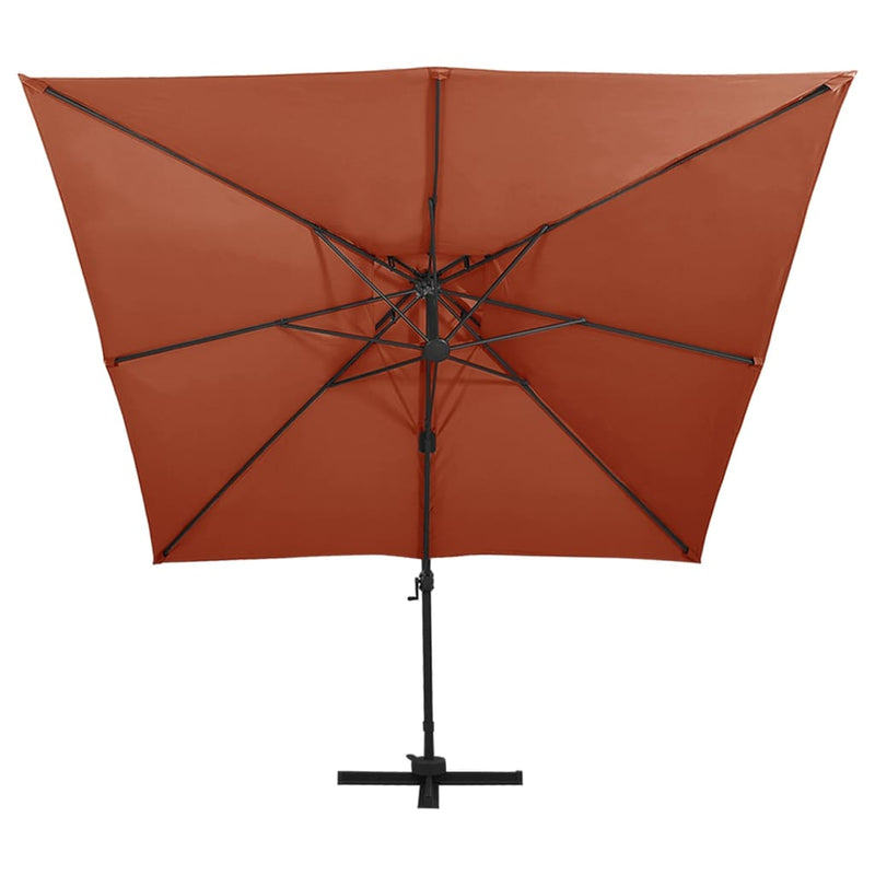Load image into Gallery viewer, Vidaxl zweefparasol met dubbel dak 300x300 cm terracottakleurig