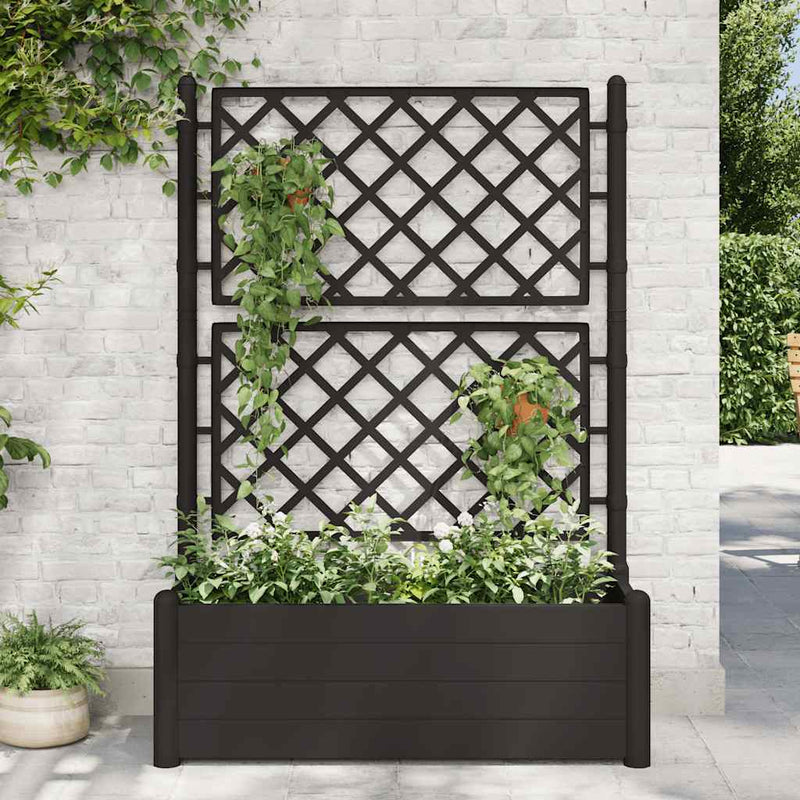 Load image into Gallery viewer, Vidaxl plantenbak met latwerk 100x43x142 cm pp antraciet